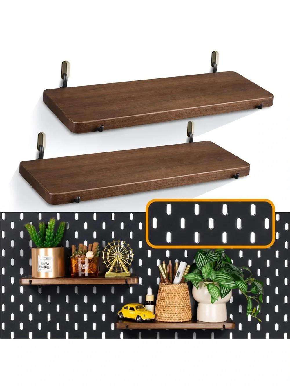 Sempoma 2-Pak Pegboard Shelves In Walnut w/ Mounting Hardware/Instructions